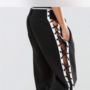 Stylish Black Lace-Up Pants
